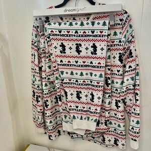Disney Women's White Red Green Black Mickey Christmas Pajama Set